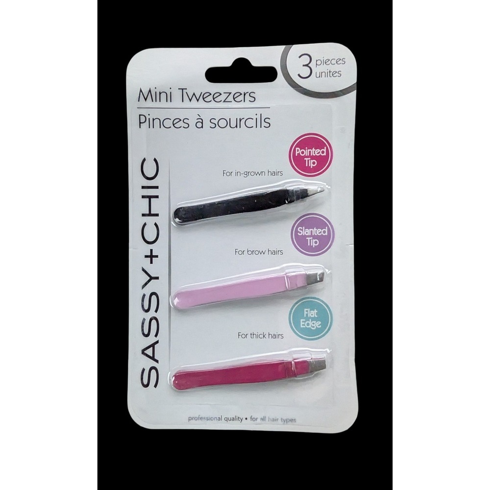 Sassy + Chic Mini Tweezers – 3 Piece Set (New)